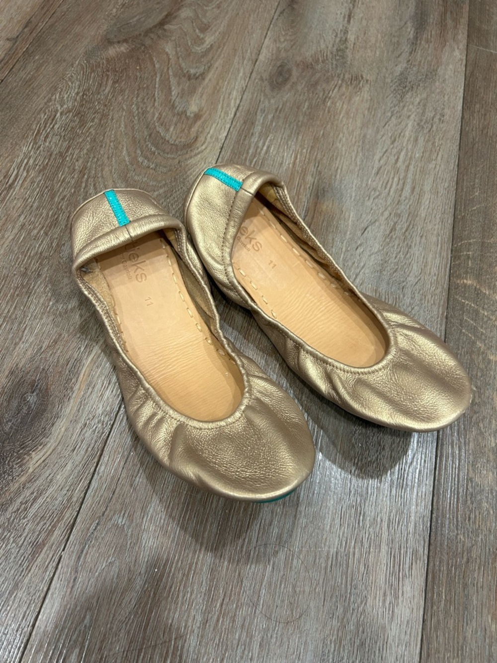 TIEKS by Gavrieli Metallic Gold Leather Ballet Flats